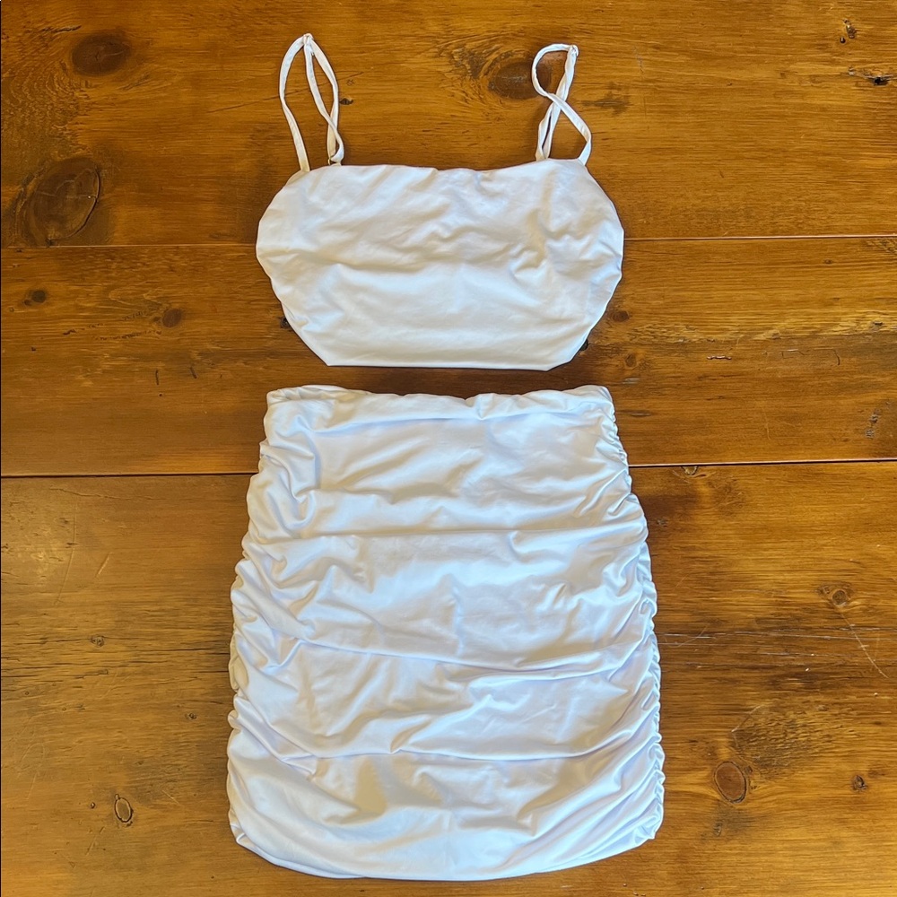 SHEIN Elegant White Two-Piece Skirt Set